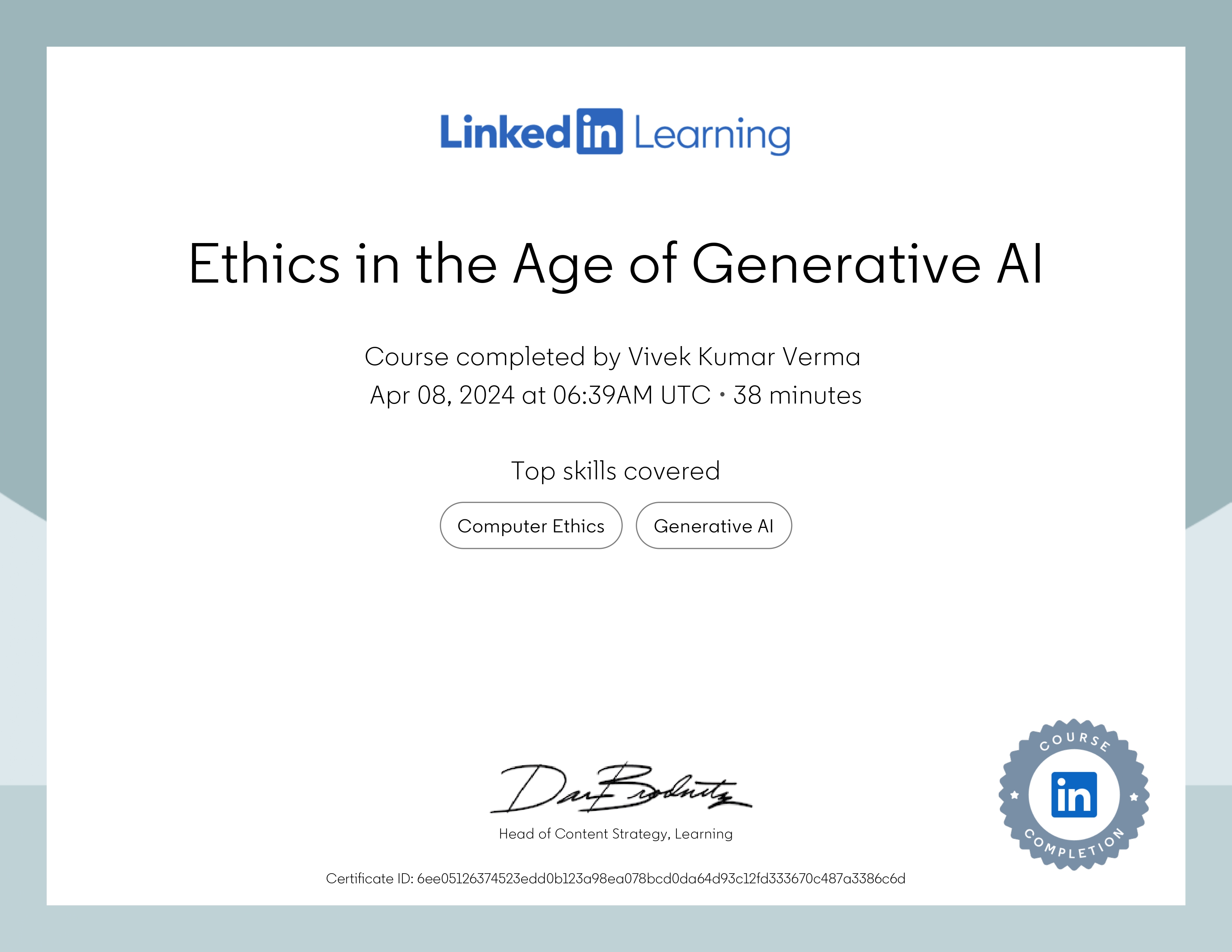 Ethics in the Age of Generative AI Certificate